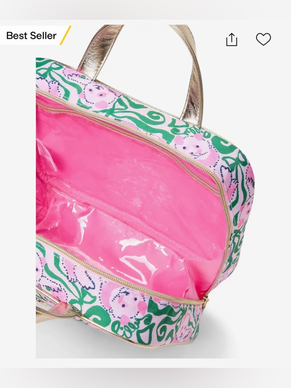 NWT Lilly Pulitzer Constance Cosmetic Case in pink Quartz Panda n Bows msrp $88 - Picture 4 of 12